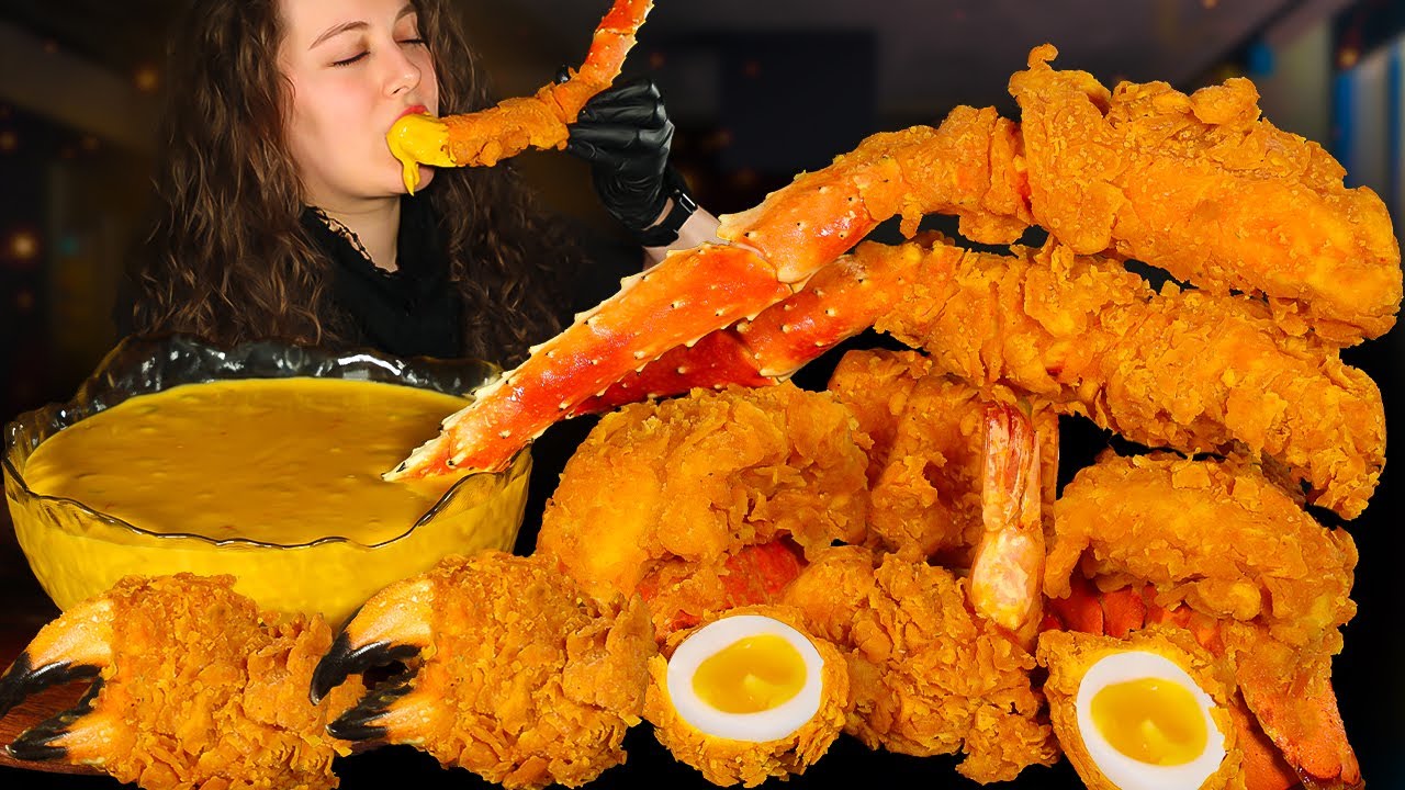 King Crab Seafood Boil Mukbang Cheesy Sauce Seafood Mukbang Asmr Eating Asmr Food