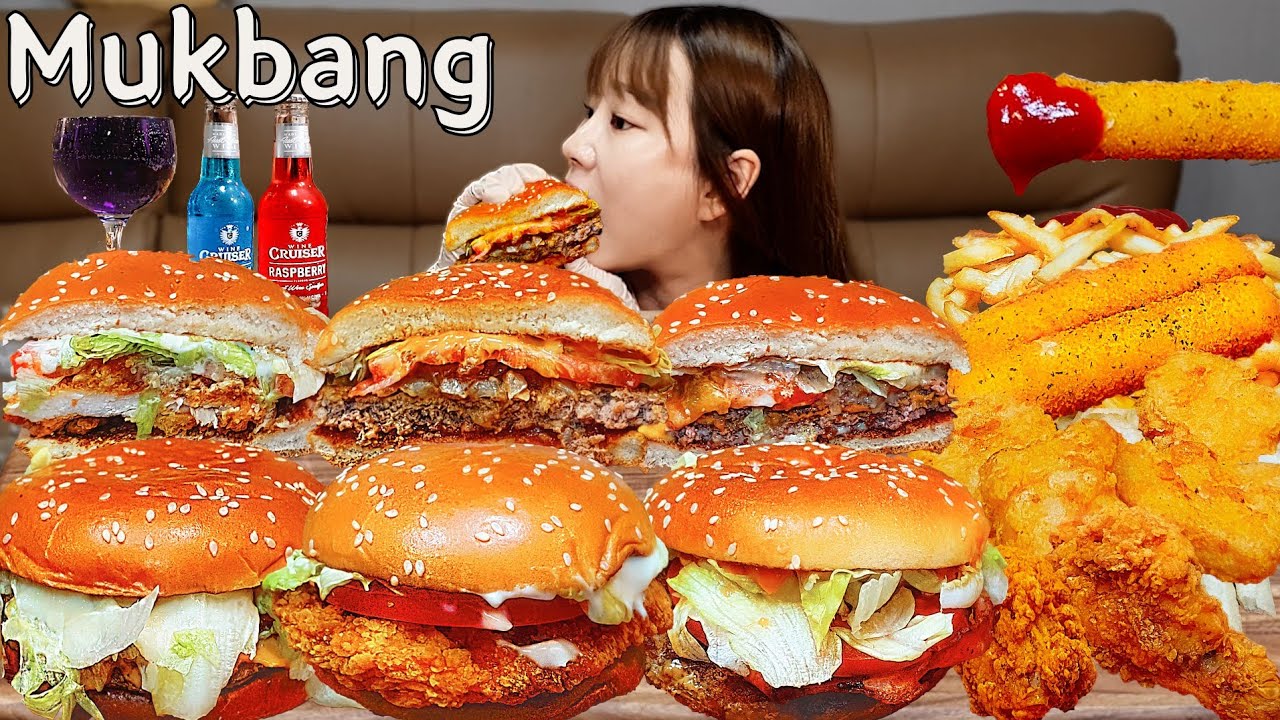 Sub Real Mukbang McDonalds 3Burgers Garlic Chicken Beef Burger