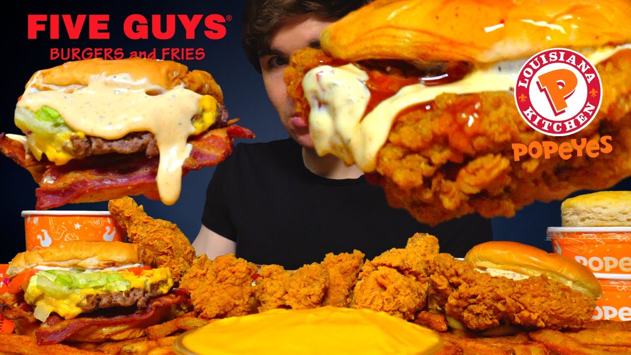 Asmr Mukbang Best Fast Food Burger Fried Chicken And Fries With Cheese